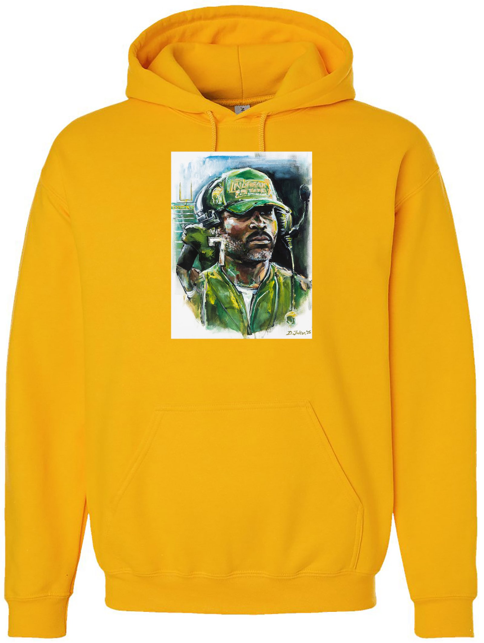 Coach Vick on Gold hoodie